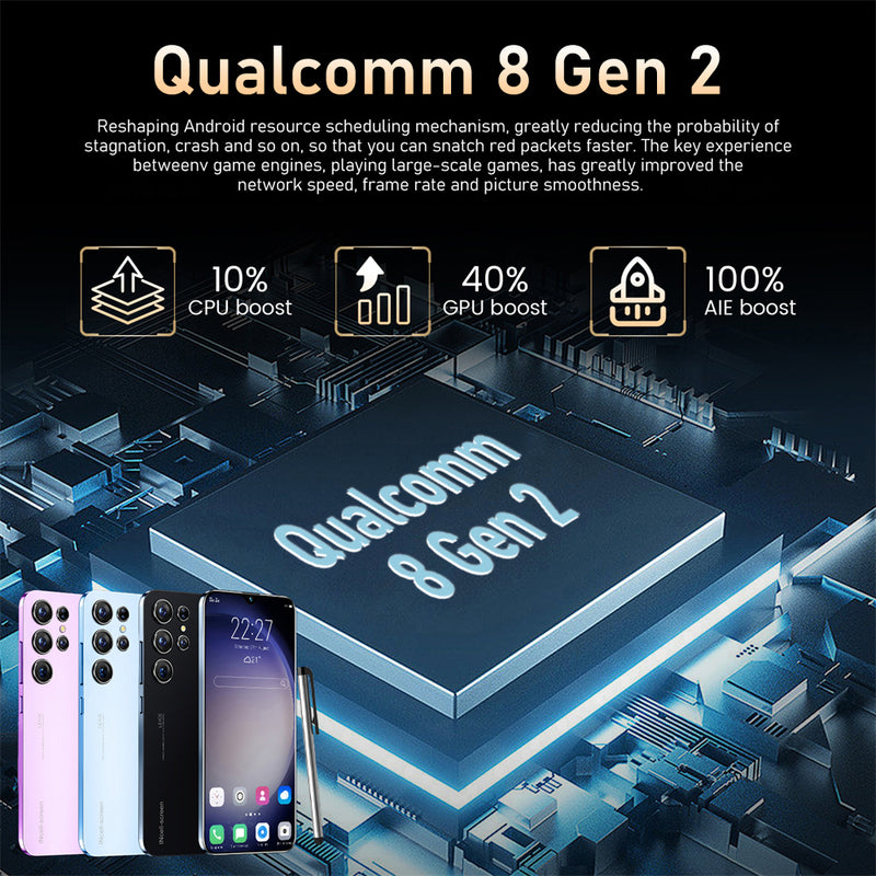 NEW S23 Ultra 5G Smartphone 7.3" HD Screen 8GB+256GB Factory Unlocked Dual SIM Android 13 Mobile Phones 6800mAh Long Life Battery