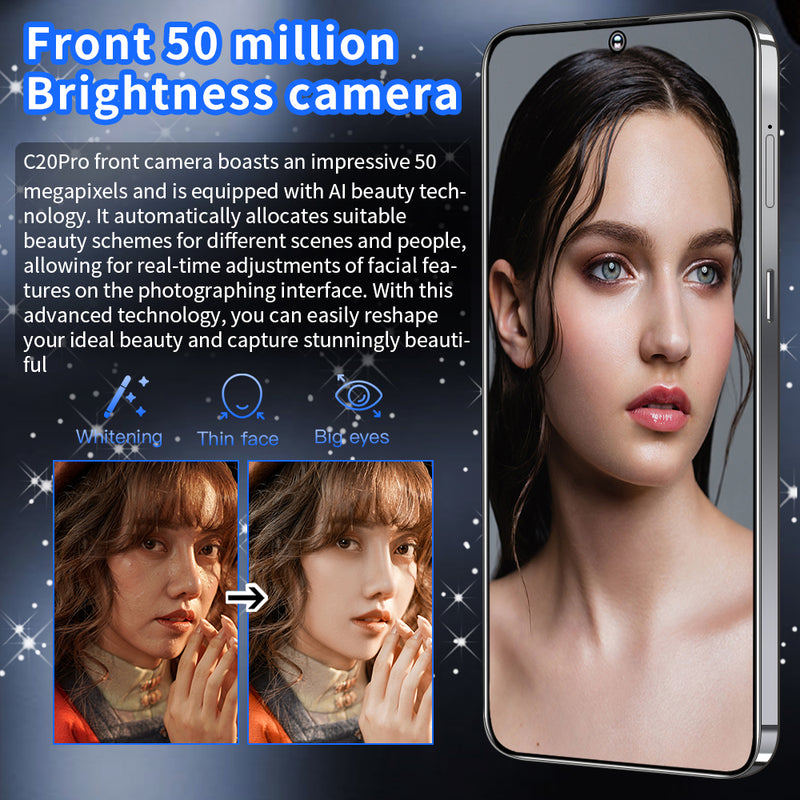 New C20 Pro Smartphone 7.3" 4GB+64GB Unlocked Android 13 Cell Phone Dual SIM GPS