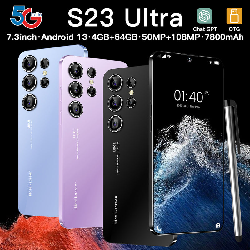 S23 Ultra Smartphone 7.3" 4GB+64GB 
Dual SIM Android 13.0 Unlocked Mobile Phones