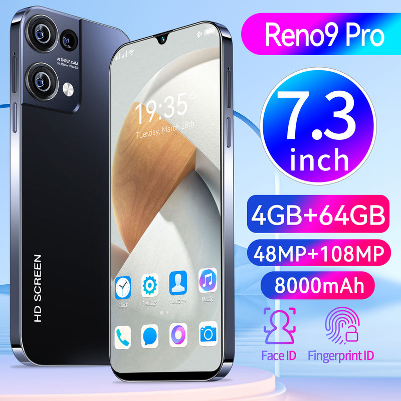 2023 Rino9 Pro 7.3" 4GB+64GB Smartphone Android 13 Unlocked 5G Cheap Smart Phone