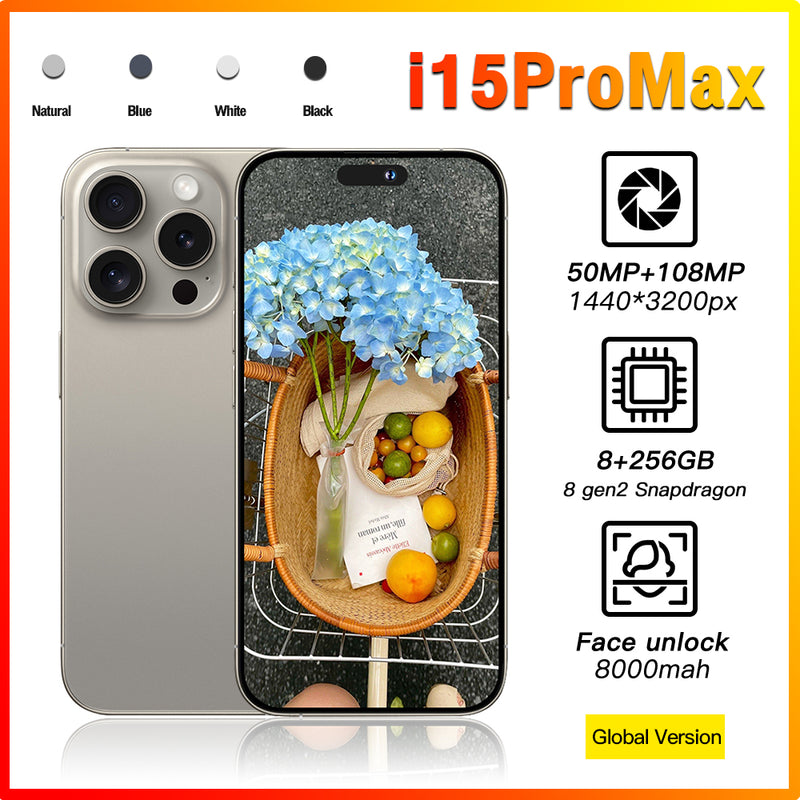 2024 I15ProMax Smartphone 7.3" 8GB+256GB Factory Unlocked 5G Android 13 Mobile Phone