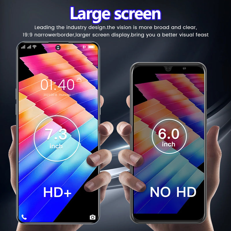 2023 Hot30 Smartphone 7.3" 4GB+64GB 
Dual SIM Android 13 Unlocked Mobile Phones