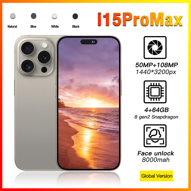 2024 I15ProMax Smartphone 7.3" 4GB+64GB Factory Unlocked 5G Android 13 Mobile Phone