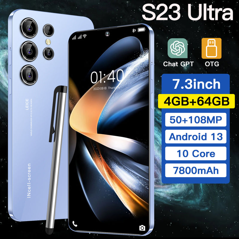 S23 Ultra Smartphone 7.3" 4GB+64GB 
Dual SIM Android 13.0 Unlocked Mobile Phones