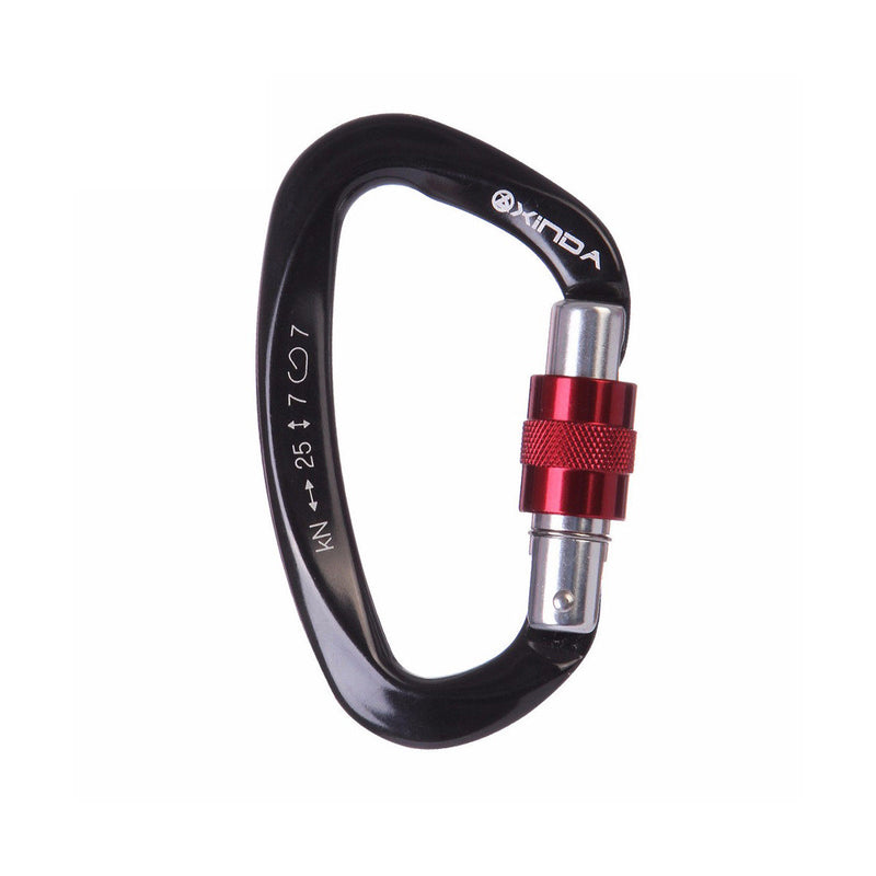 25KN Aluminum D-Shape Carabiner Screw Locking Hook Rock Climbing Caving Rescue