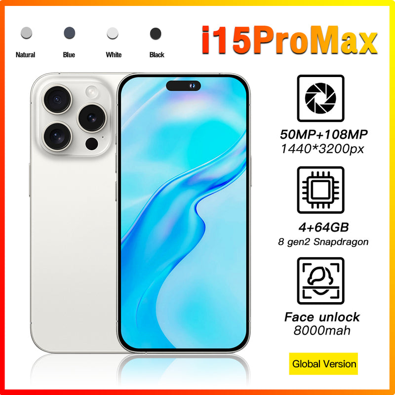 2024 I15ProMax Smartphone 7.3" 4GB+64GB Factory Unlocked 5G Android 13 Mobile Phone