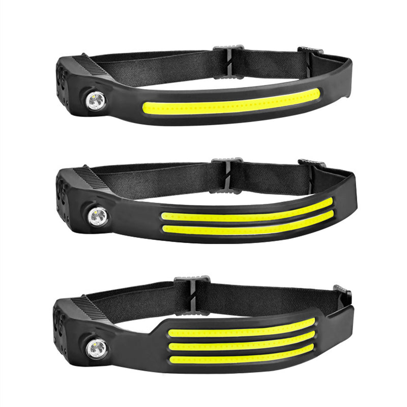 COB LED Headlamp USB Rechargeable Headlight Torch Work Light Bar Head Band Lamp