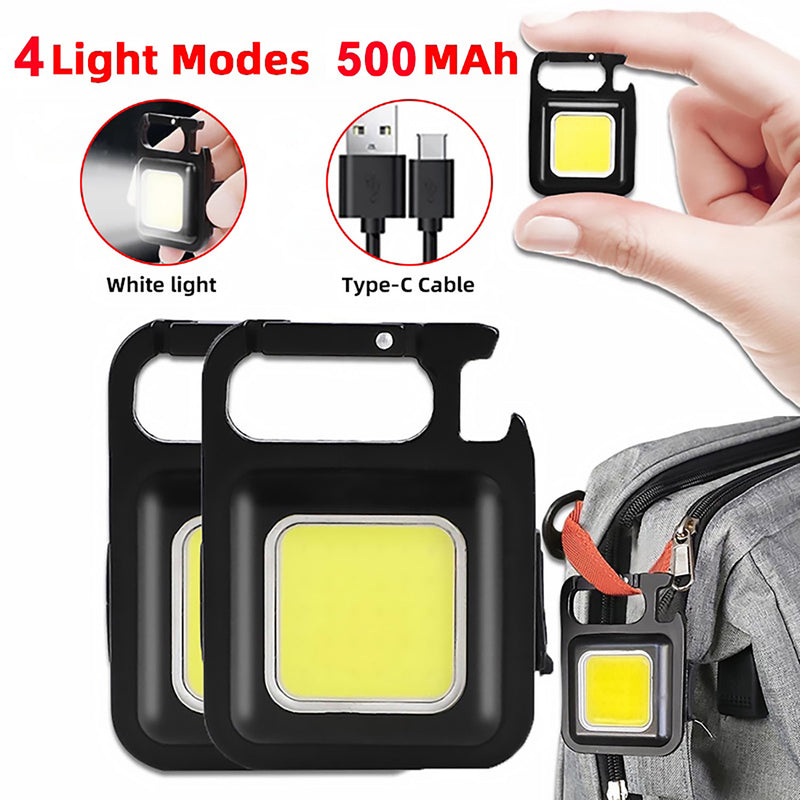 500 Lumens Mini COB Keychain Light USB Rechargeable Torch Flashlight Working