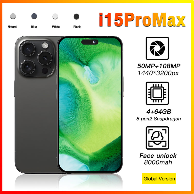 2024 I15ProMax Smartphone 7.3" 4GB+64GB Factory Unlocked 5G Android 13 Mobile Phone