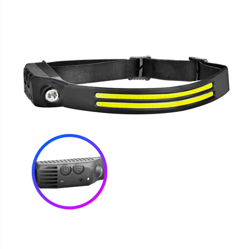 COB LED Headlamp USB Rechargeable Headlight Torch Work Light Bar Head Band Lamp