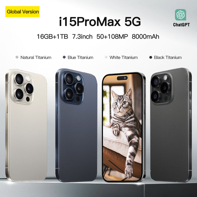 2024 I15ProMax Smartphone 7.3" 16GB+1TB Factory Unlocked 5G Android 13 Mobile Phone