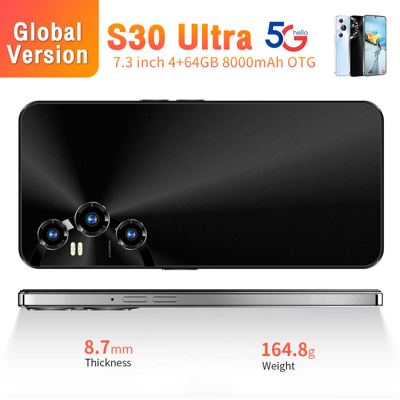 S30 Ultra 5G Smartphone 7.3" 4GB+64GB Factory Unlocked Android 13 Mobile Phones