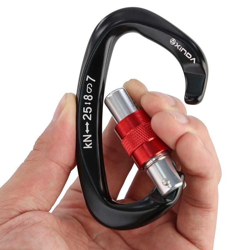 25KN Aluminum D-Shape Carabiner Screw Locking Hook Rock Climbing Caving Rescue