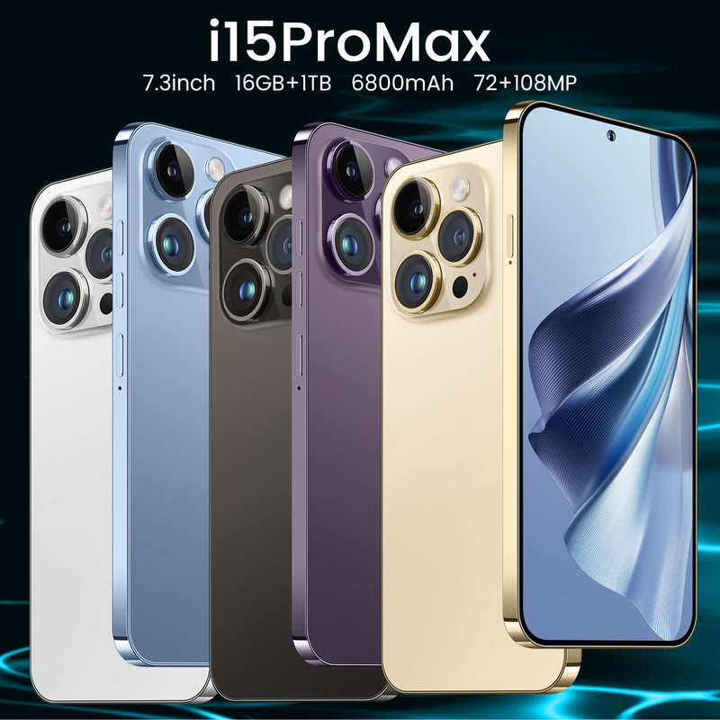 I15 Pro Max Smartphone 16GB+1TB 7.3" Android 13 Dual SIM Unlocked Mobile Phones