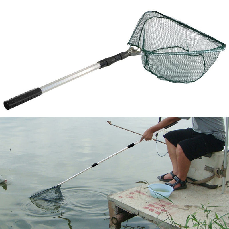 Telescopic Folding Aluminum Handle Fishing Landing Net 3 Section Extending Pole