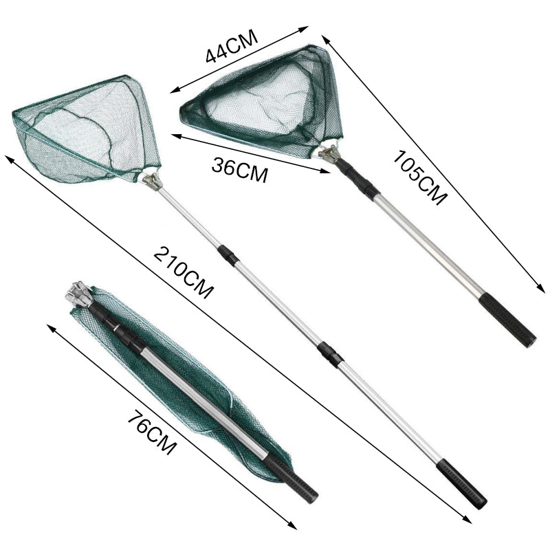 Telescopic Folding Aluminum Handle Fishing Landing Net 3 Section Extending Pole