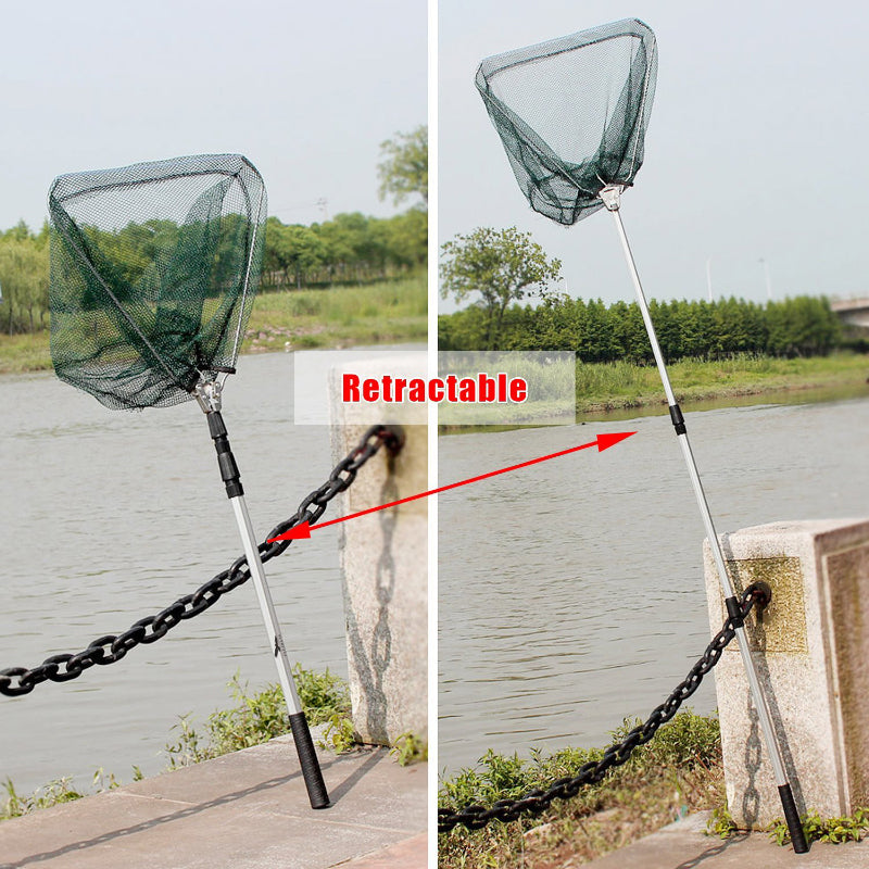 Telescopic Folding Aluminum Handle Fishing Landing Net 3 Section Extending Pole