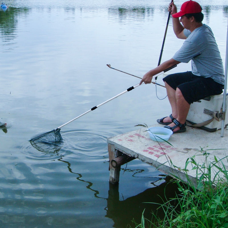 Telescopic Folding Aluminum Handle Fishing Landing Net 3 Section Extending Pole