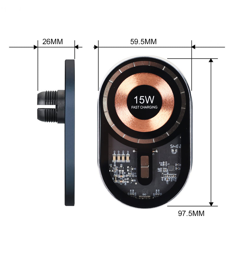 15W Intelligent Ultra-thin Magnetic Mobile Phone Wireless Charging For Apple Magnetic Transparent Car Wireless Charger