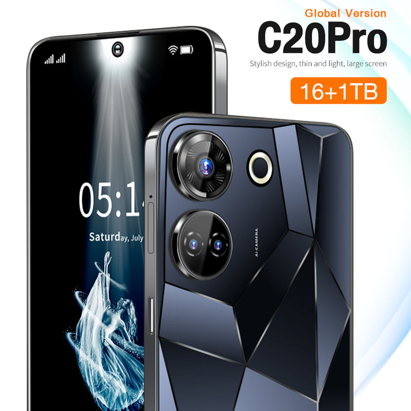 2023 C20 Pro Smartphone 7.3" 16GB+1TB Unlocked Android Mobile Phone Dual SIM GPS