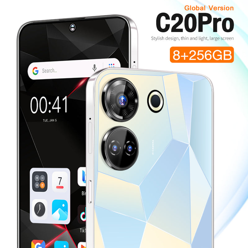 New C20 Pro Smartphone 7.3" 8GB+256GB Unlocked Android Mobile Phone Dual SIM GPS