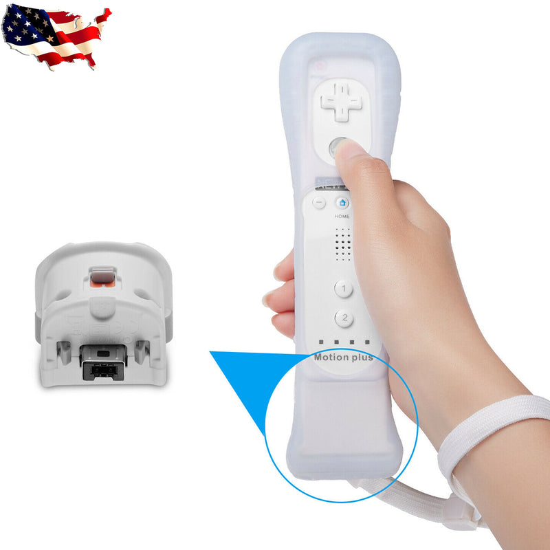 1/2x Motion Plus Sensor Controller Adapter + Case for Nintendo Wii Remote WH/BL