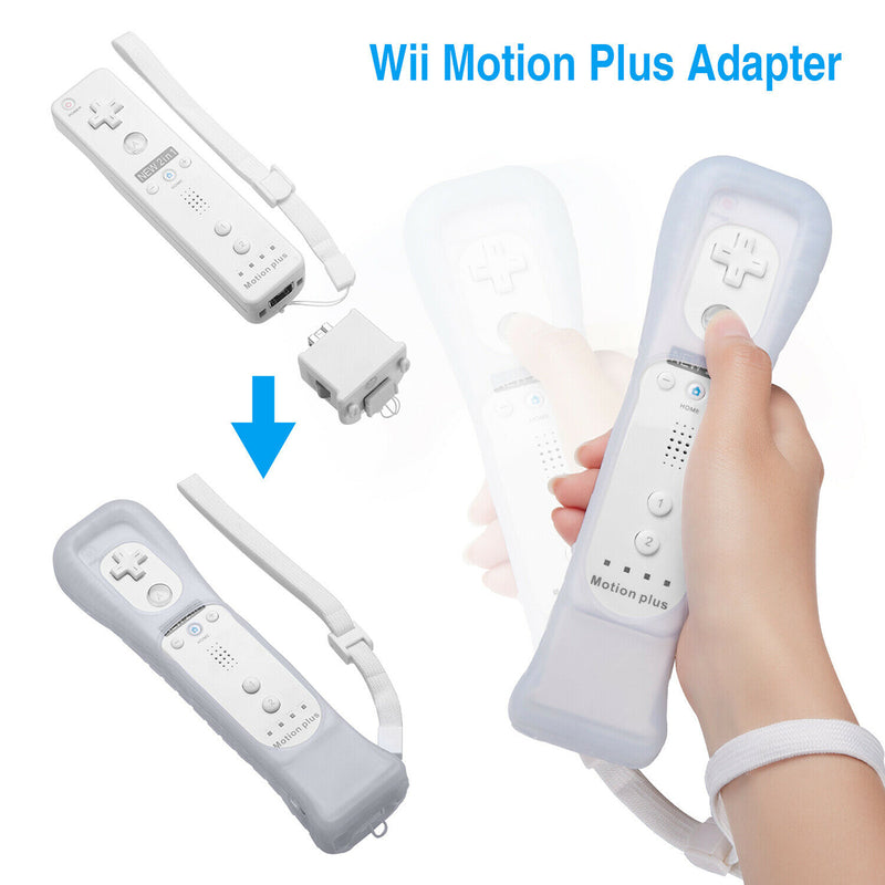 1/2x Motion Plus Sensor Controller Adapter + Case for Nintendo Wii Remote WH/BL