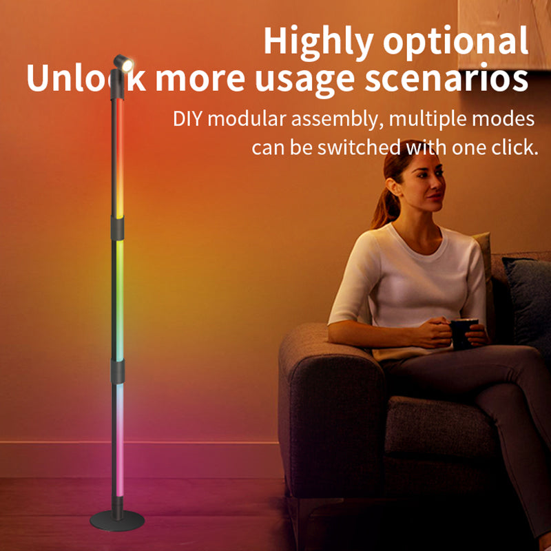 Rotatable RGB Warm White Floor Lamp 3 Section w/ Remote Bluetooth APP Spotlight