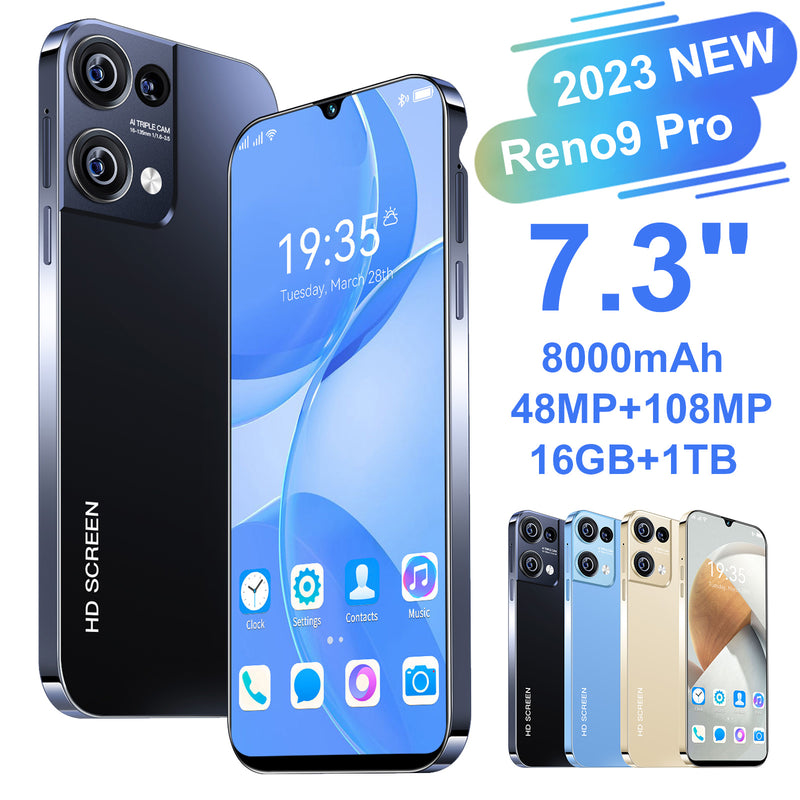 2023 Rino9 Pro 7.3" 16GB+1TB Smartphone Android 13 Unlocked 5G Cheap Smart Phone