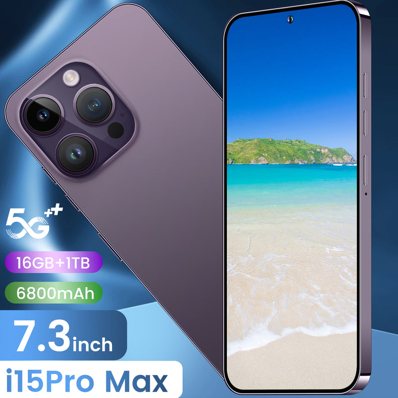 I15 Pro Max Smartphone 16GB+1TB 7.3" Android 13 Dual SIM Unlocked Mobile Phones