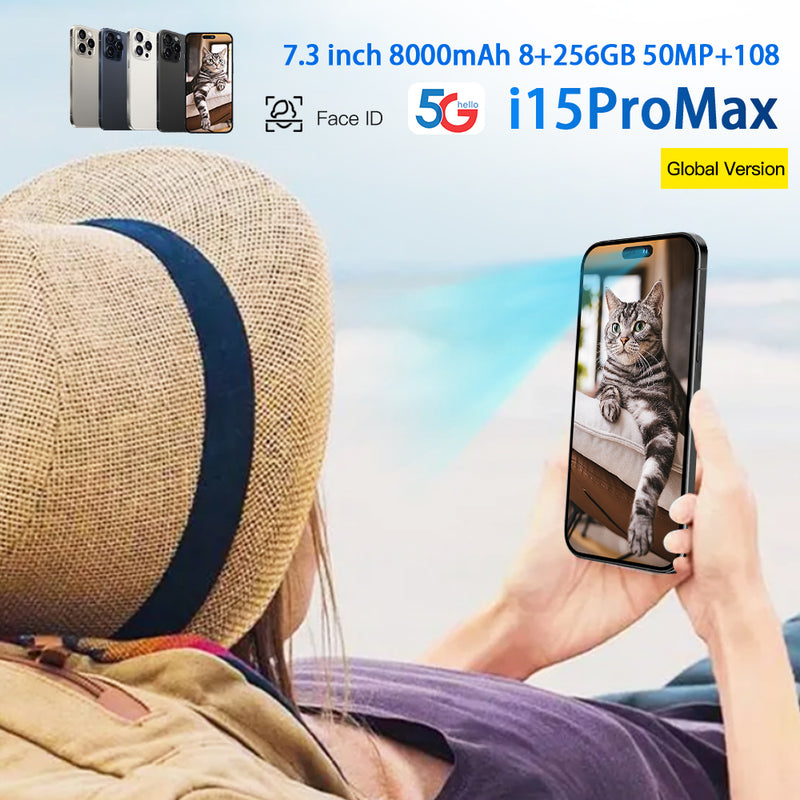 2024 I15ProMax Smartphone 7.3" 8GB+256GB Factory Unlocked 5G Android 13 Mobile Phone