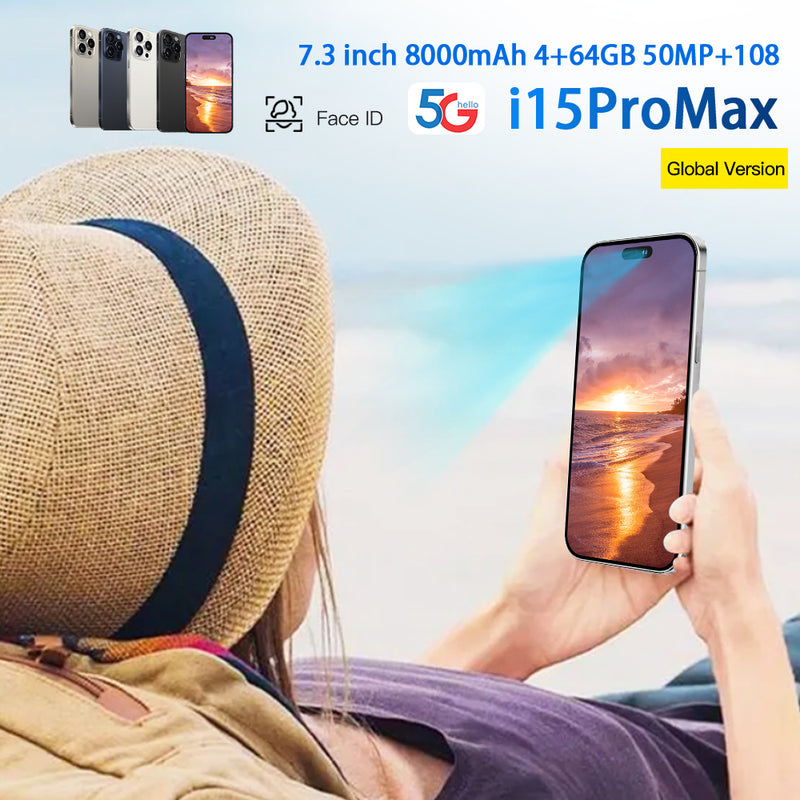 2024 I15ProMax Smartphone 7.3" 4GB+64GB Factory Unlocked 5G Android 13 Mobile Phone