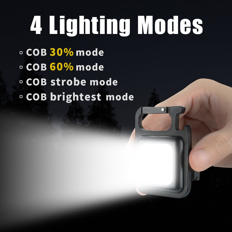 500 Lumens Mini COB Keychain Light USB Rechargeable Torch Flashlight Working