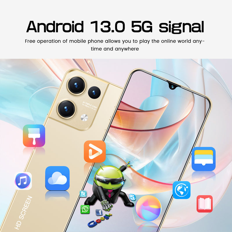 2023 Rino9 Pro 7.3" 4GB+64GB Smartphone Android 13 Unlocked 5G Cheap Smart Phone