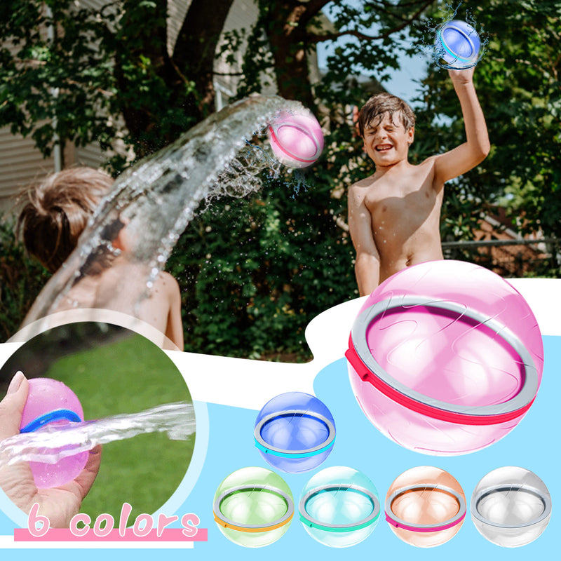 Water Balloons,6pc Reusable Splash Ball For Water Fight Quick Fill Self Sealing