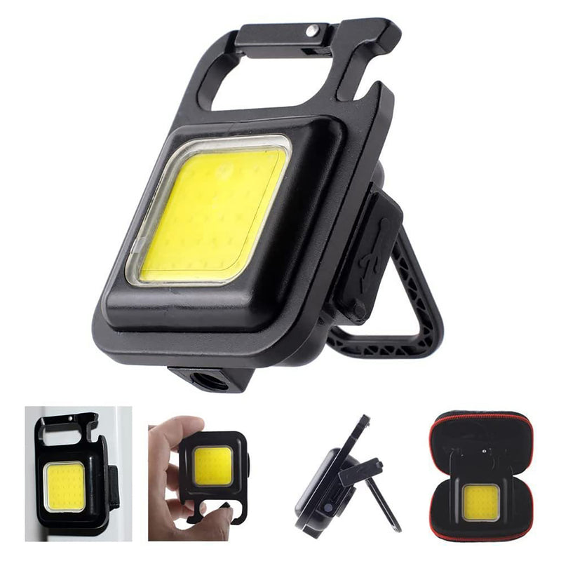 500 Lumens Mini COB Keychain Light USB Rechargeable Torch Flashlight Working