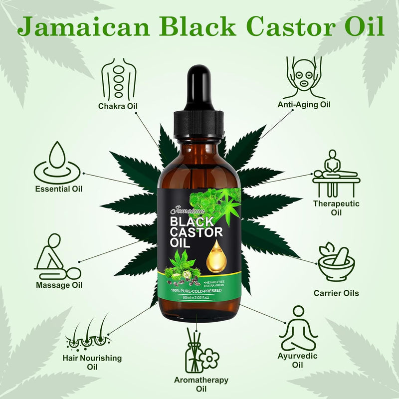 Jamaican Black Castor Oil for Eyelashes &Eyebrows Organic 100% Pure Cold Pressed