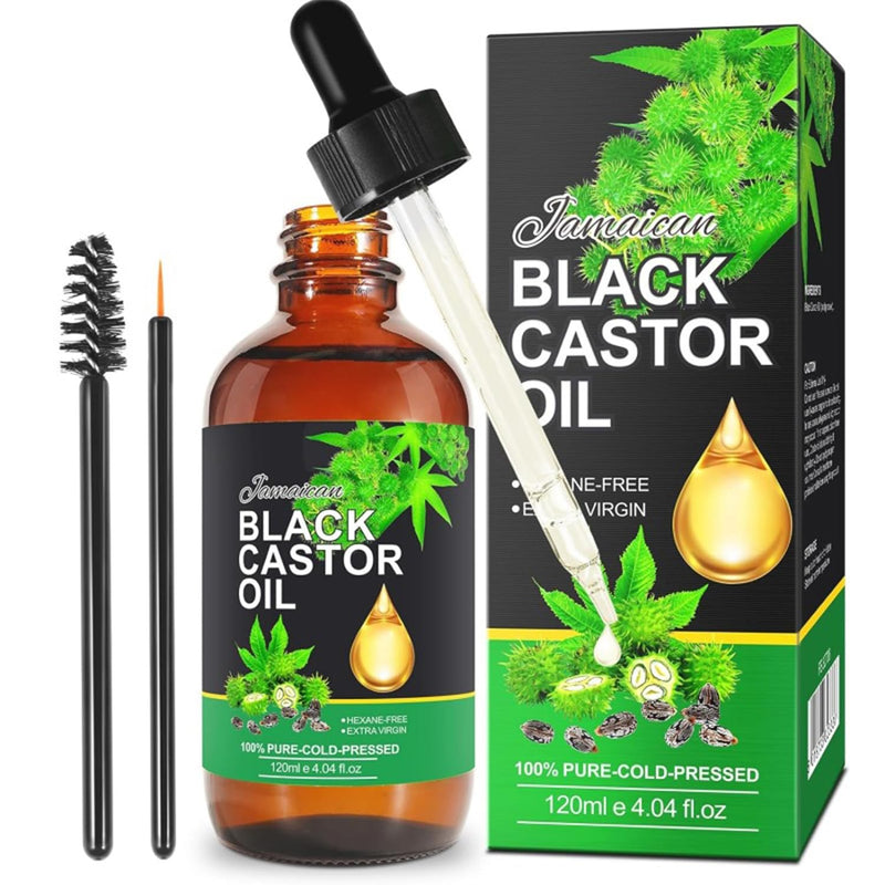 Jamaican Black Castor Oil for Eyelashes &Eyebrows Organic 100% Pure Cold Pressed