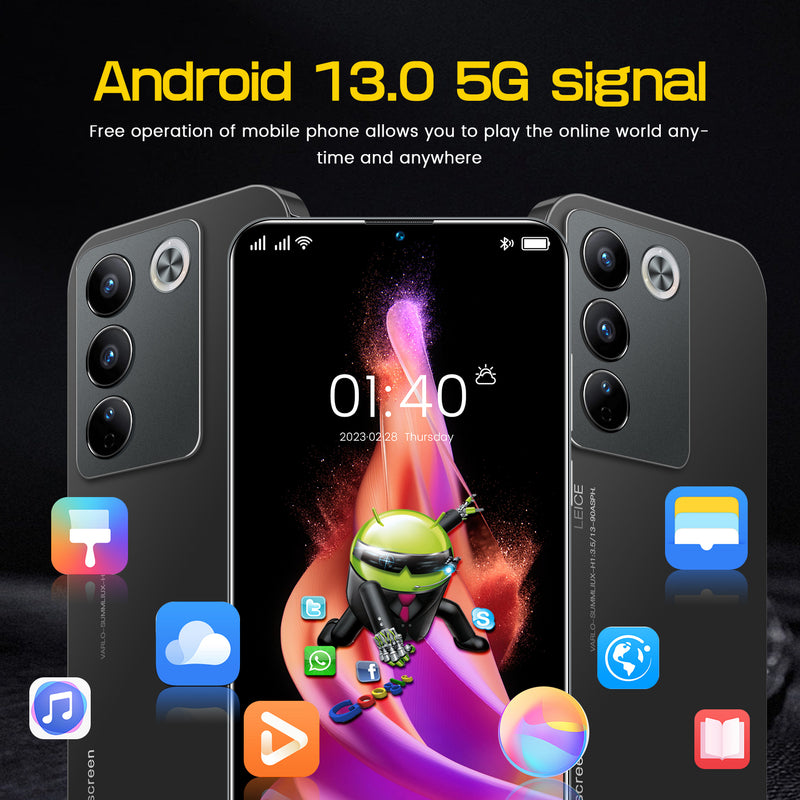 New V27e 7.3" 16GB+1TB Smartphone Android 13 5G Unlocked 6800mAh Mobile Phone