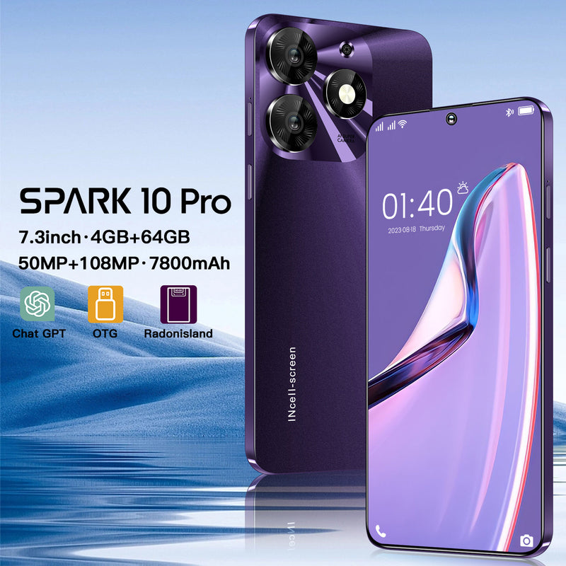 Spark10 Pro Smartphone 7.3" 4GB+64GB 
Dual SIM Android 13 Unlocked Mobile Phones