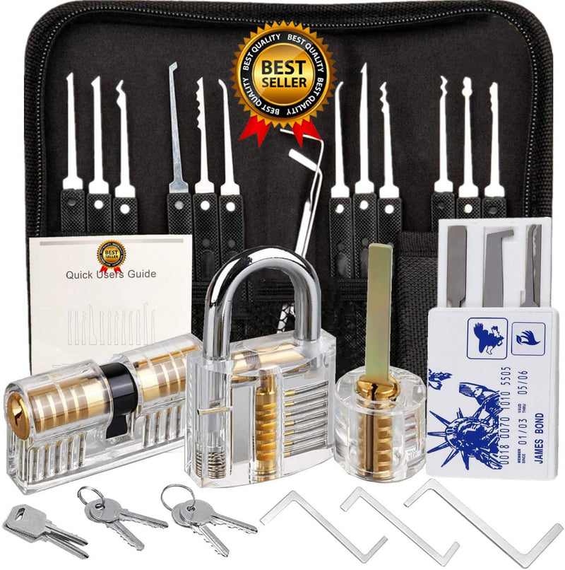 34Pc Unlocking Lock Pick Set Key Extractor Transparent Practice Padlock Tool Kit