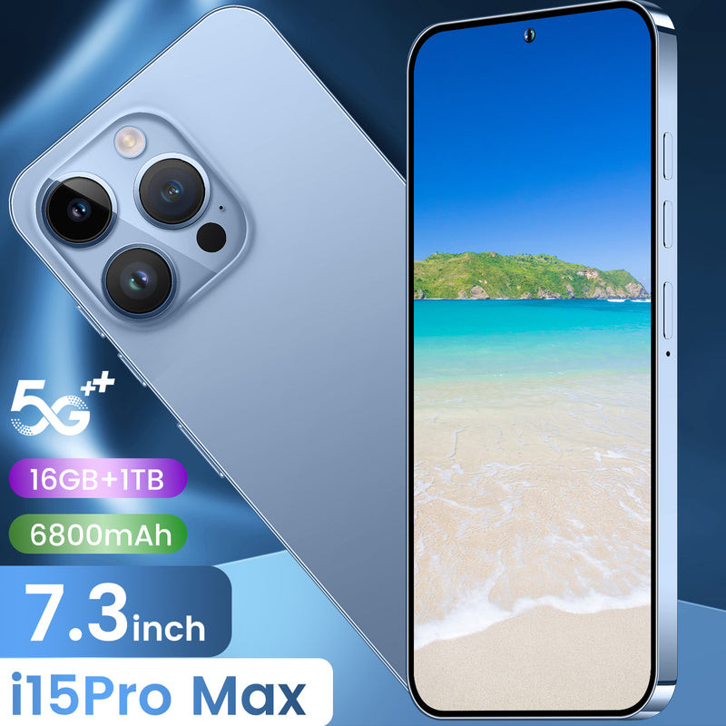 I15 Pro Max Smartphone 16GB+1TB 7.3" Android 13 Dual SIM Unlocked Mobile Phones