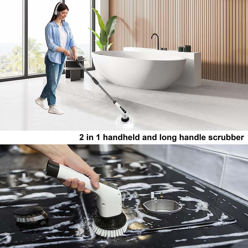 7 Heads Electric Spin Scrubber Cordless Cleaning Brush Bath Tub Tile Scrubber