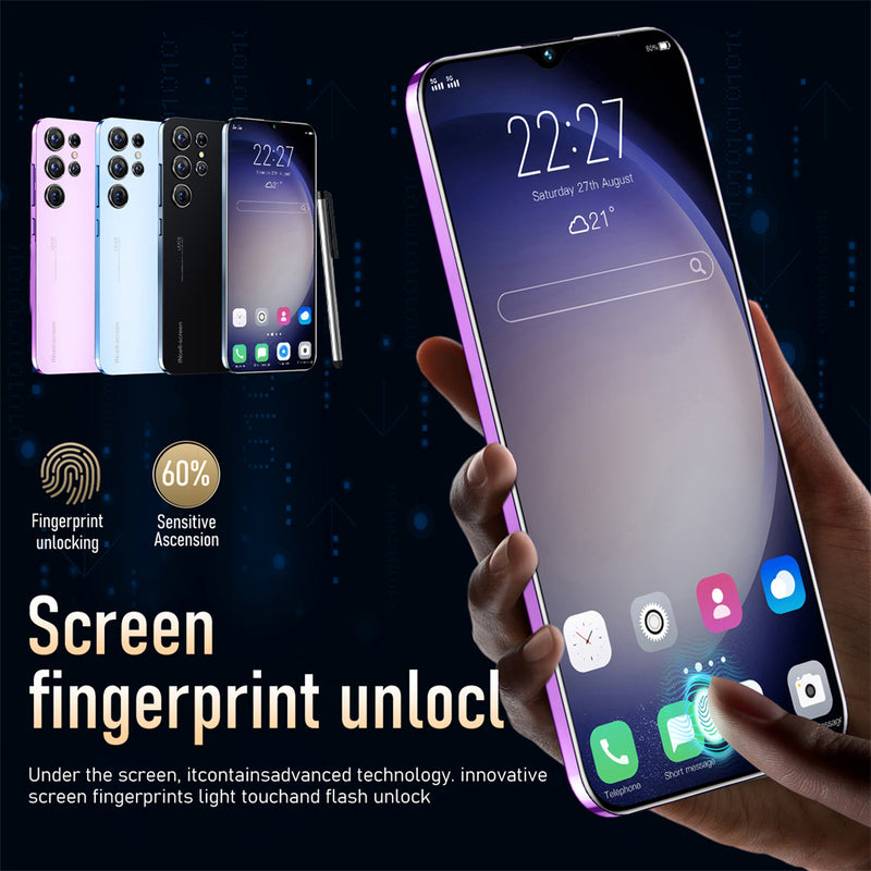 S23 Ultra Unlocked Cell Phone, 7.3" HD Screen Unlocked Phones, 16GB+1TB Dual SIM Android 13 Smartphone, Fingerprint Lock & Face ID, Long Battery Life