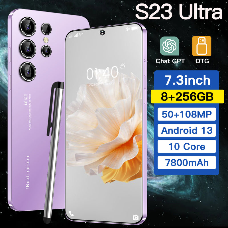 S23 Ultra Smartphone 7.3" 8GB+256GB 
Dual SIM Android 13 Unlocked Mobile Phones