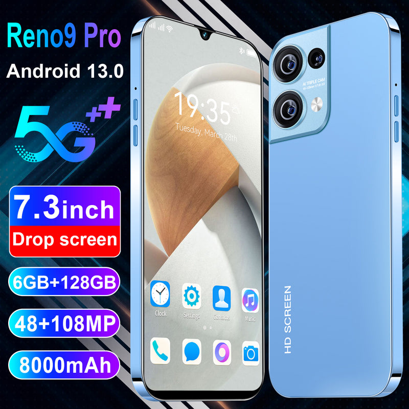 2023 Rino9 Pro 7.3" 6GB+128GB Smartphone Android Dual SIM Unlocked Mobile Phones