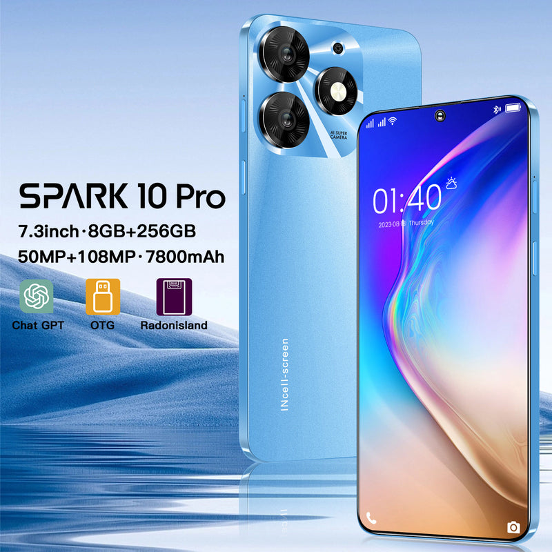 Spark10 Pro Smartphone 7.3" 8GB+256GB 
Dual SIM Android 13 Unlocked Mobile Phone