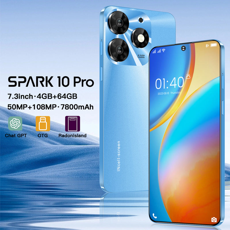 Spark10 Pro Smartphone 7.3" 4GB+64GB 
Dual SIM Android 13 Unlocked Mobile Phones