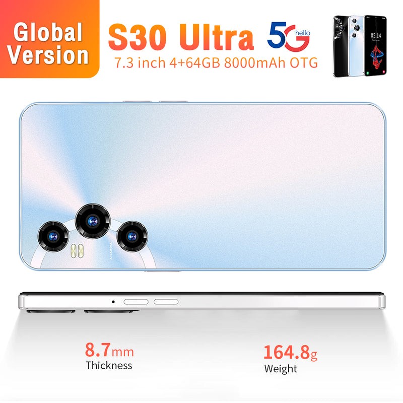 S30 Ultra 5G Smartphone 7.3" 4GB+64GB Factory Unlocked Android 13 Mobile Phones