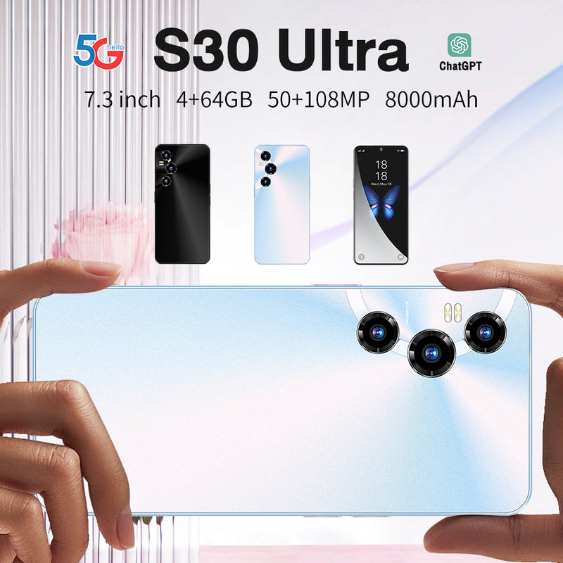 S30 Ultra 5G Smartphone 7.3" 4GB+64GB Factory Unlocked Android 13 Mobile Phones